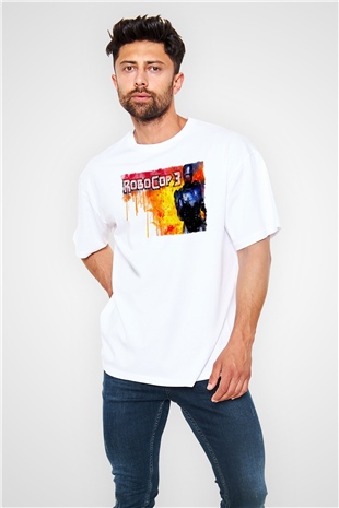 RoboCop Beyaz Oversize Tişört Oversize T-shirt