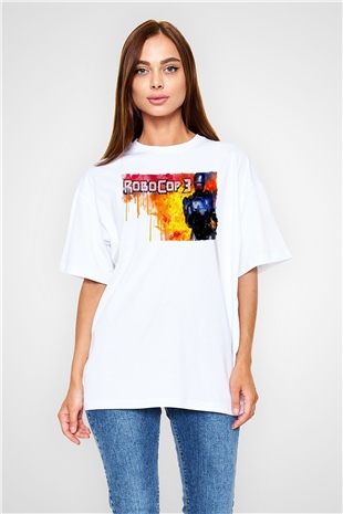 RoboCop Beyaz Oversize Tişört Oversize T-shirt