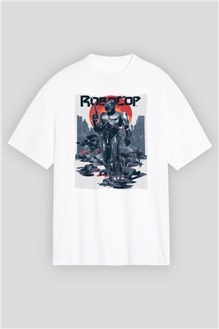 RoboCop Beyaz Oversize Tişört Oversize T-shirt