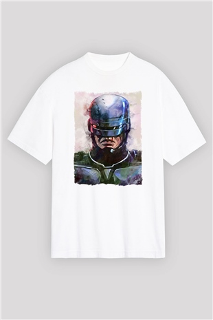 RoboCop Beyaz Oversize Tişört Oversize T-shirt