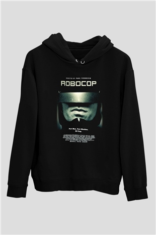RoboCop Siyah Unisex Kapşonlu Sweatshirt