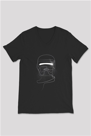 RoboCop Siyah Unisex V Yaka Tişört