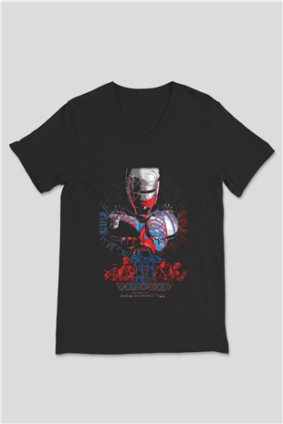 RoboCop Siyah Unisex V Yaka Tişört T-Shirt