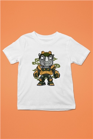 Rock Steady Mecha Baskılı Beyaz Unisex Çocuk Tişört