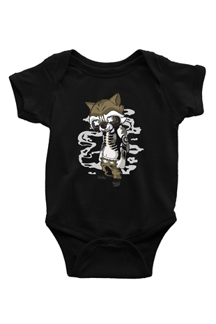 Rocket Gangster Baskılı Siyah Bebek Body - Zıbın