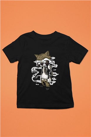 Rocket Gangster Baskılı Siyah Çocuk Unisex Tişört