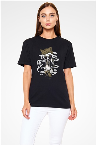 Rocket Gangster Baskılı Siyah Unisex Tişört