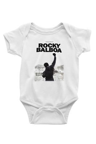 Rocky Baskılı Beyaz Unisex Bebek Body - Zıbın