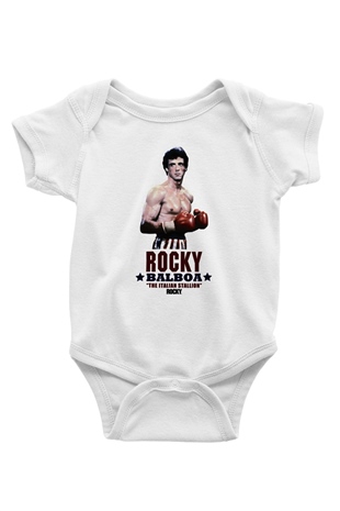 Rocky Baskılı Beyaz Unisex Bebek Body - Zıbın