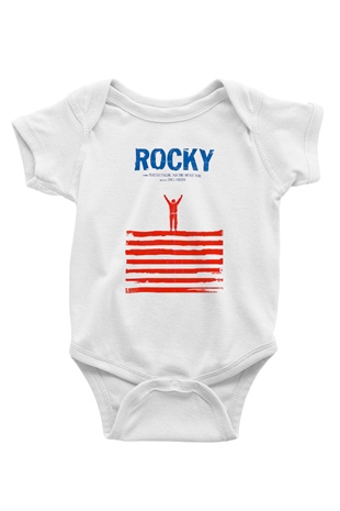 Rocky Baskılı Beyaz Unisex Bebek Body - Zıbın