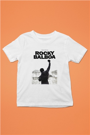 Rocky Baskılı Beyaz Unisex Çocuk Tişört