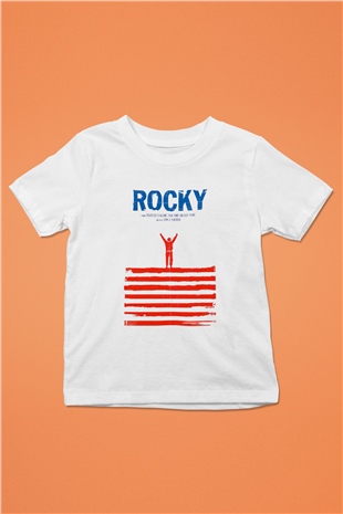 Rocky Baskılı Beyaz Unisex Çocuk Tişört