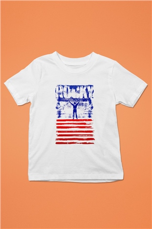 Rocky Baskılı Beyaz Unisex Çocuk Tişört