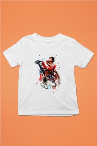 Rocky Baskılı Beyaz Unisex Çocuk Tişört