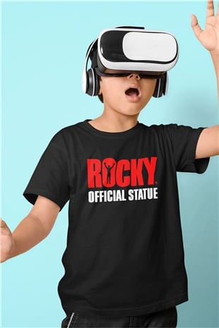 Rocky Baskılı Siyah Unisex Çocuk Tişört