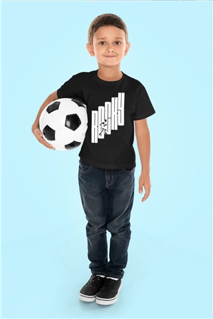 Rocky Baskılı Siyah Unisex Çocuk Tişört