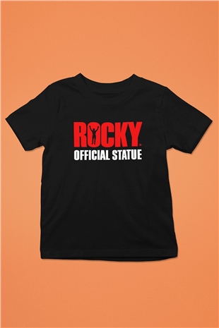 Rocky Baskılı Siyah Unisex Çocuk Tişört