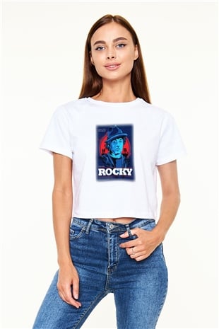 Rocky Beyaz Croptop Tişört