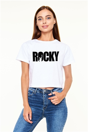 Rocky Beyaz Croptop Tişört