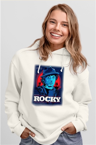 Rocky Beyaz Unisex Hoodie