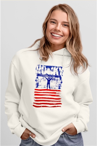 Rocky Beyaz Unisex Hoodie