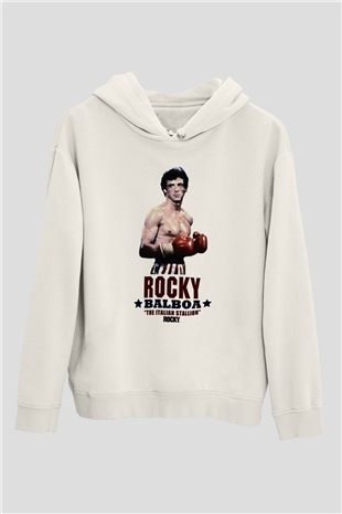 Rocky Beyaz Unisex Hoodie