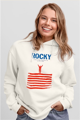 Rocky Beyaz Unisex Hoodie