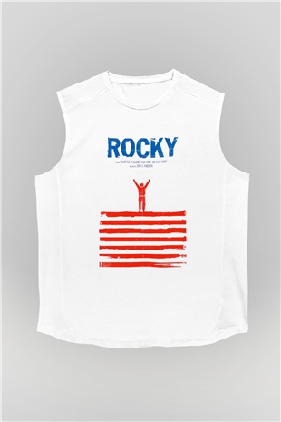 Rocky Beyaz Unisex Kolsuz Tişört