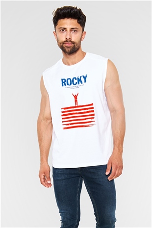 Rocky Beyaz Unisex Kolsuz Tişört