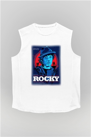 Rocky Beyaz Unisex Kolsuz Tişört