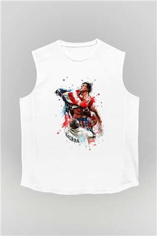 Rocky Beyaz Unisex Kolsuz Tişört