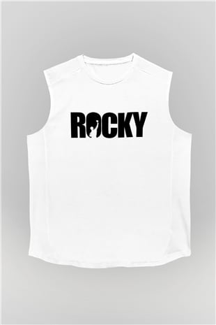 Rocky Beyaz Unisex Kolsuz Tişört