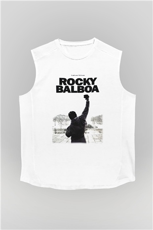 Rocky Beyaz Unisex Kolsuz Tişört