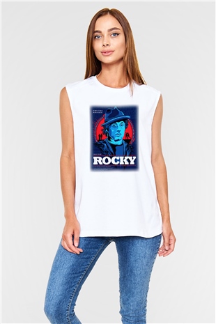 Rocky Beyaz Unisex Kolsuz Tişört
