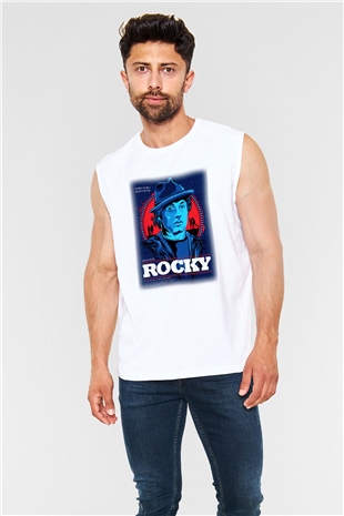 Rocky Beyaz Unisex Kolsuz Tişört