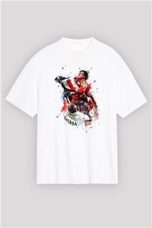 Rocky Beyaz Unisex Oversize Tişört T-Shirt