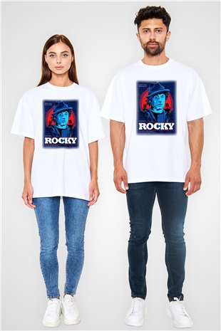 Rocky Beyaz Unisex Oversize Tişört T-Shirt
