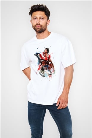 Rocky Beyaz Unisex Oversize Tişört T-Shirt