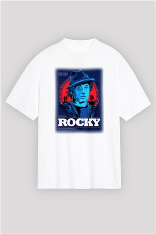 Rocky Beyaz Unisex Oversize Tişört T-Shirt