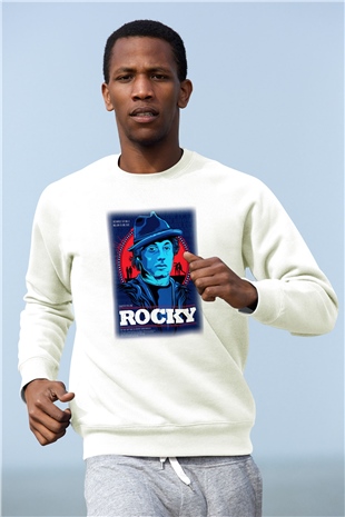 Rocky Beyaz Unisex Sweatshirt
