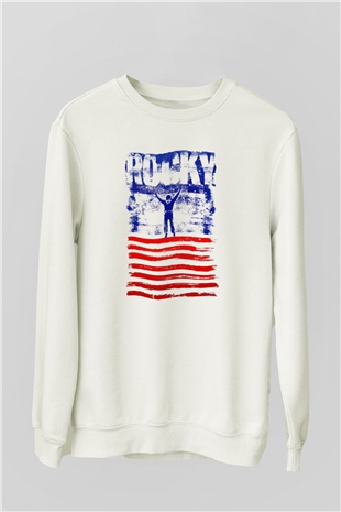 Rocky Beyaz Unisex Sweatshirt