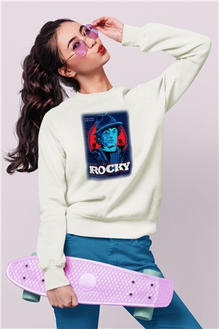 Rocky Beyaz Unisex Sweatshirt
