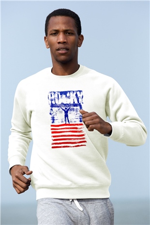Rocky Beyaz Unisex Sweatshirt