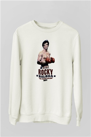 Rocky Beyaz Unisex Sweatshirt