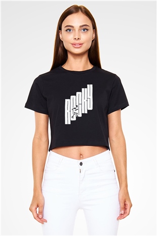 Rocky Siyah Crop Top Tişört