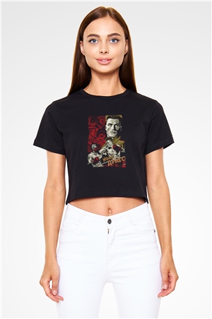 Rocky Siyah Crop Top Tişört