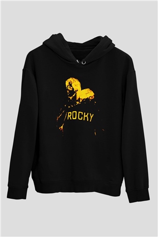 Rocky Siyah Unisex Kapşonlu Sweatshirt