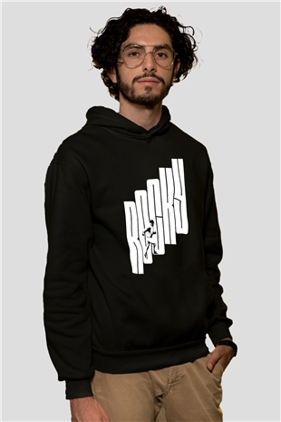Rocky Siyah Unisex Kapşonlu Sweatshirt