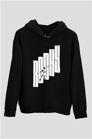 Rocky Siyah Unisex Kapşonlu Sweatshirt