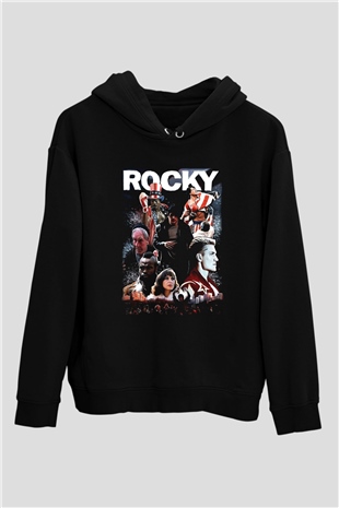Rocky Siyah Unisex Kapşonlu Sweatshirt